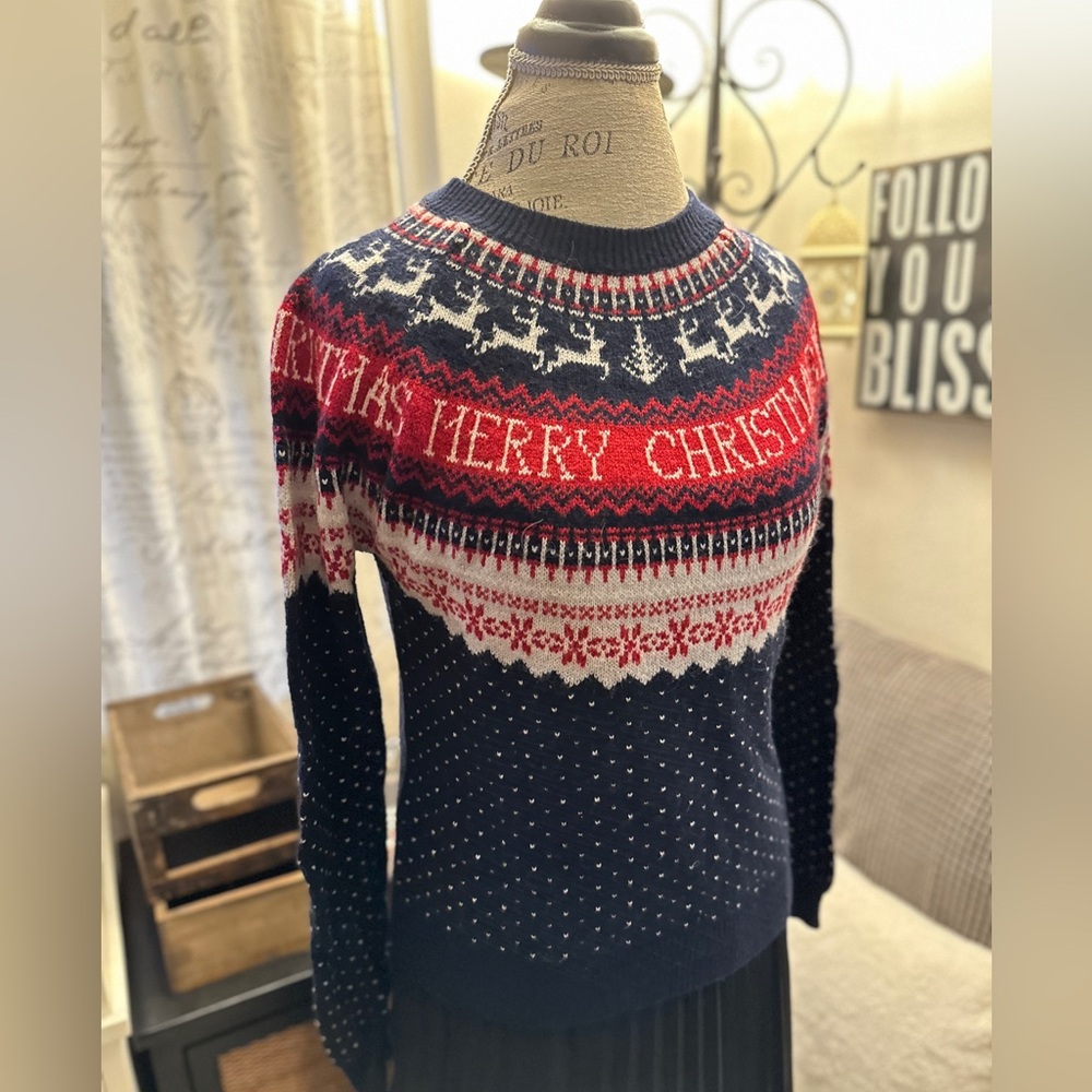H&M Merry Christmas Sweater - Navy and Red